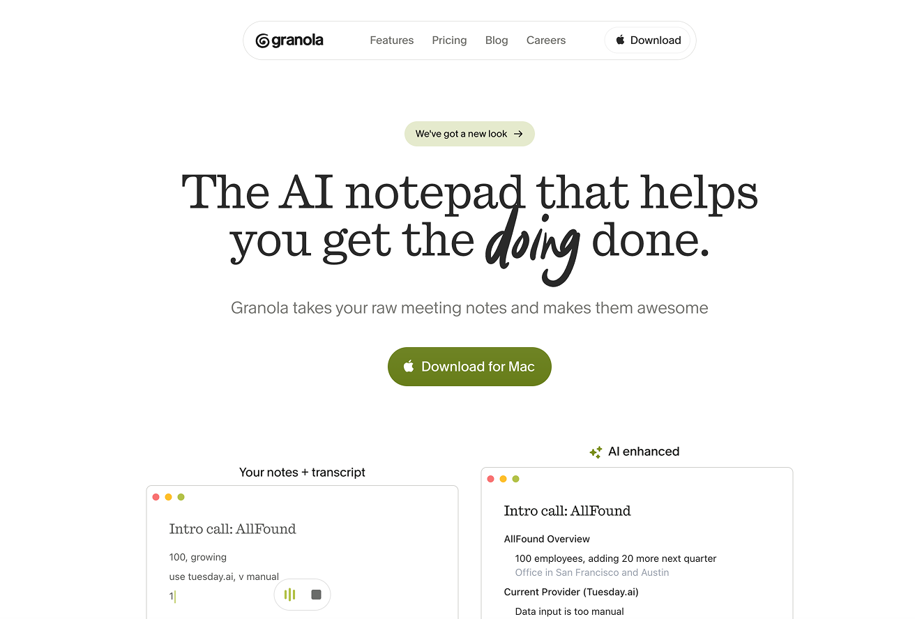 Granola product interface screenshot